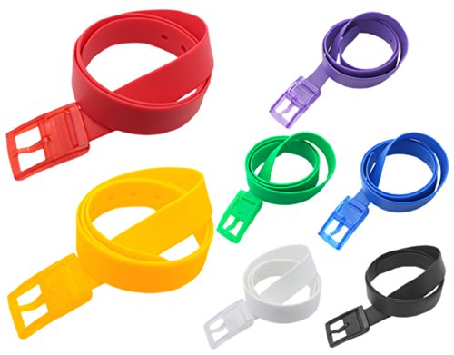 BONAMART ® Men Women Unisex Rubber Plastic Belt w Plastic Buckle 119CM Candy Color