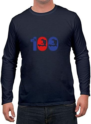 Custom Large T-shirt Navy 100 % Haiti Image Men Cotton Long Sleeves