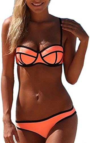 womens sexy pure color 2pcs bikini sets with Gathered rims