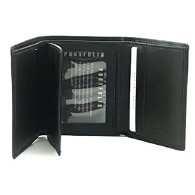 Perry Ellis Portfolio Genuine Leather Tri-Fold Wallet with Free Gift box style - PE854255