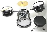Childrens 3 Piece Black Starter Drum Kit Beginner Set