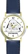 Bichon Frise (SC) Dog - WATCHBUDDY&reg; CLASSIC DELUXE TWO-TONE THEME WATCH - Arabic Numbers-Blue Leather Strap-Women's Size-Small