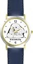 Bichon Frise (SC) Dog - WATCHBUDDY&reg; CLASSIC DELUXE TWO-TONE THEME WATCH - Arabic Numbers-Blue Leather Strap-Children's Size-Small ( Boy's Size & Girl's Size )