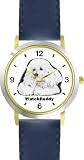 Bichon Frise (SC) Dog - WATCHBUDDY&reg; CLASSIC DELUXE TWO-TONE THEME WATCH - Arabic Numbers-Blue Leather Strap-Women's Size-Small