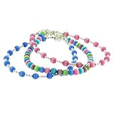 Sterling Silver Multi Color Cats Eye Pink Blue Beaded Bracelet Set