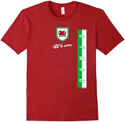 Men's WALES T-Shirt Welsh National Team Jersey Soccer Support Medium Cranberry