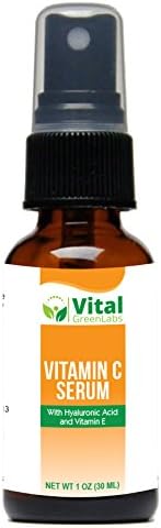 Vitamin C Serum + Hyaluronic Acid + Vitamin E, Anti Aging Facial Serum 1 oz - by Vital Green Labs