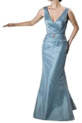 V-neck Sheath Taffeta Evening Dress/Mother-of-the-Bride Dress 