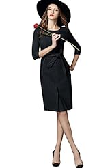 Belted Elbow Length Sleeves Plaid Print Polyester/Spandex  Dress With a Ribbon 