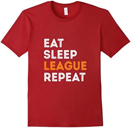 Men's Gamer: LOL Eat Sleep League Repeat gaming T shirt 2016 Medium Cranberry