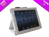 white iPearl Leather Carrying Folia Cover Case for new iPad 3 and iPad 2, with Built-in Stand, hand strap, sleep/wakeup function and Touch Screen Stylus Pen for all 2nd/3rd Generation iPad Tablet (4G LTE/ 3G / WiFi model 16GB, 32GB, 64GB)