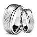 Wedding Band Ring Set w/Laser Etched Celtic Design