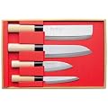 Knife Set Japan SekiRyu Nakiri, Santoku, small Deba + all-purpose Knife incl. one japanese whetstone #800