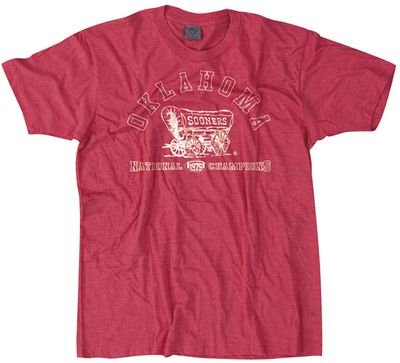 Buy NCAA Vintage 1975 Oklahoma Sooners National Champions Red Heather Short Sleeve T-Shirt by Champions Again