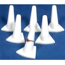 6 White Rubber Ring Finger Jewelry Showcase Display Stands