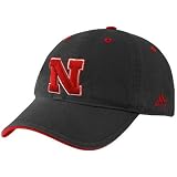 adidas Nebraska Cornhuskers Black Basic Logo Adjustable Slouch Hat