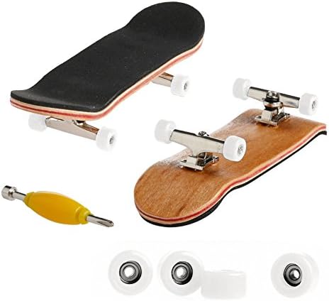 AKBOK Mini Wooden Deck Fingerboard Skateboard For Kids Teens Gift White