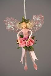 Pink Rose Little Flower Garden Fairy Fairy 6" Ornament