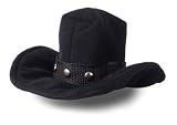 BLACK - Doggy Cowboy Harness and Hat with Chrome Studs- SMALL