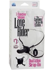 7 Function Silicone Love Rider Dual Action Strap On - Black - EDO-SE1499-15