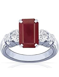 Platinum Emerald Cut Ruby Ring With Sidestones