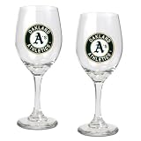 Oakland Athletics MLB 2pc Wine Glass Set - Primary Logo
