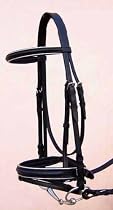 Gold Lined Swedish Style Snaffle Bridle Crank Black