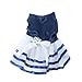 Urparcel Pet Dog Tutu Dress Princess Stripe Bow Lace Skirt Puppy Clothes Apparel M