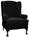 Maytex Collin Stretch 1-Piece Slipcover Wing Chair, Black