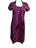 Womens Indian Ethnic Kurta Tunic Purple Printed Cotton Boho Dress Kaftan Xs