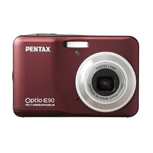 Pentax Optio E90 10 MP Digital Camera with 3x Optical Zoom and 2.7-Inch LCD (Wine Red)