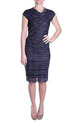 Cowl Neck Polyester/Tulle Lace Draped  Dress