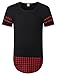 LILBETTER Mens Hipster Hip Hop Longline Jersey T-Shirt(Black Red M)