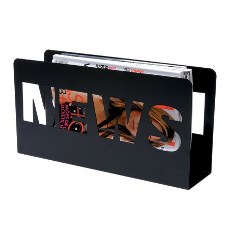 Present Time PT Magazine Rack News Metal Spray Painted Black