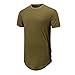OLRIK Unisex Cashews Tattoos Hip Hop Side Zip up Extra Long T Shirts ArmyGreen M