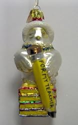 Margaret Cobane For my Teacher Owl Glass Ornament
