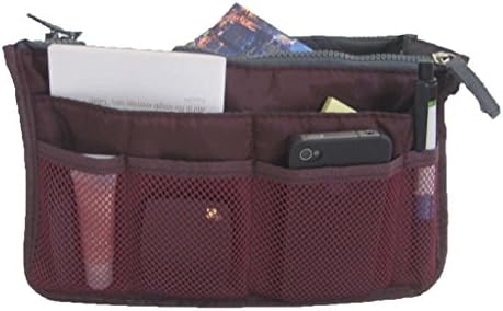Women Travel Insert Handbag Organiser Purse Large Liner Organizer Tidy Bag-Wine Red