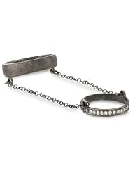 Made Her Think Double Band Chain Half Pave Ring