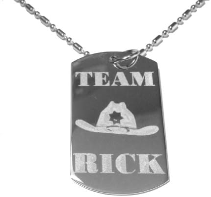 Team Rick Sheriff HAT Zombie Dead Show Crossbow Logo Symbol - Military Dog Tag, Luggage Tag Metal Chain Necklace