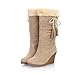Maymeenth Womens Closed Round Toe High Heels Frosted PU Short Plush Solid Boots with Bowknot and Wedge