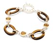 Sterling Silver Tiger Eye and Citrine Link Bracelet by David Sigal