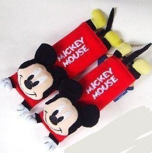 Child Children Kids Safety Design Multi Use Auto Car Seat Belt Cover Plush Seat Shoulder Pad Cushion 2 Pcs One Pair (Mickey Mouse)