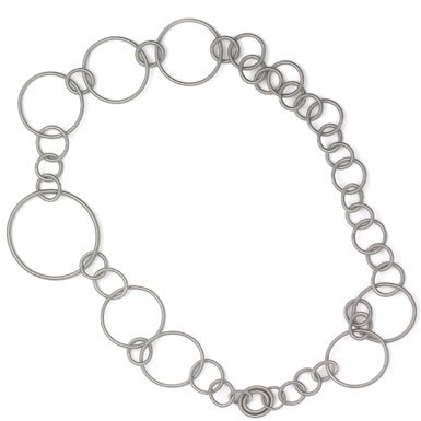 Extra Long Silver Hoops Necklace by La Mollla