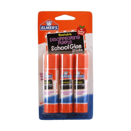 Elmer's Washable Disappearing Purple School Glue Sticks, Three per Package, Six Grams Each