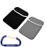 Barnes and Nobles Nook eBook Neoprene Reversible Sleeve Case Cover (Black / Gray) and Free Carabiner Key Chain
