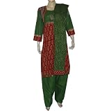 Salwar Kurta Cotton Printed Embroidered Womens Dress Size S