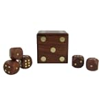 Jeu de 5 D�s et 1 boite d� en bois fa...