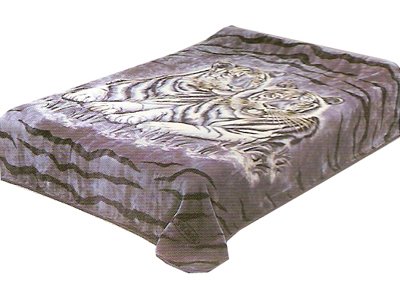 Solaron Queen Two Tigers Korean Mink Blanket - Blue