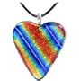 Holly Lynn Silver Rainbow Heart Dichroic Glass Necklace