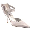 Womens Satin Bow Back Ankle Strapped Sandals